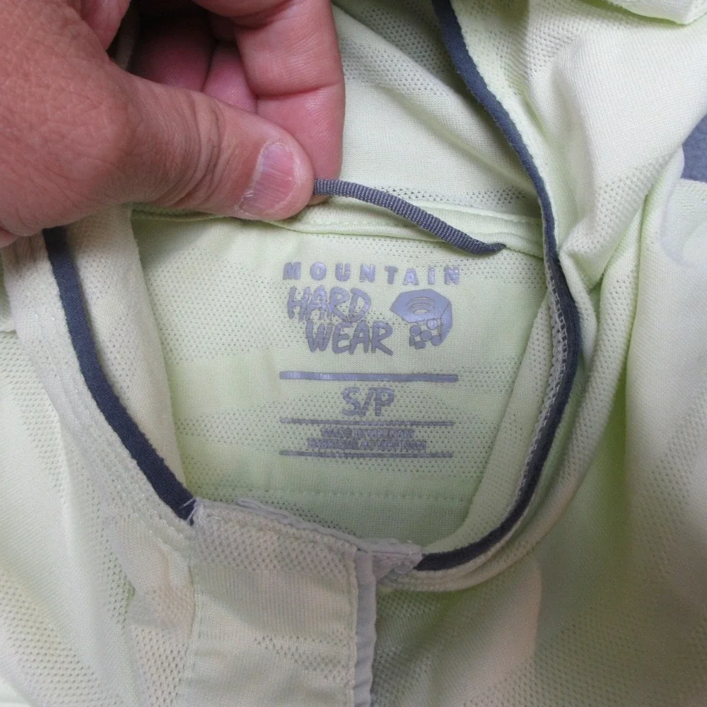 Mountain Hardwear Hoodie Womens Small Yellow 1/2 Snap Logo Hiking Performance